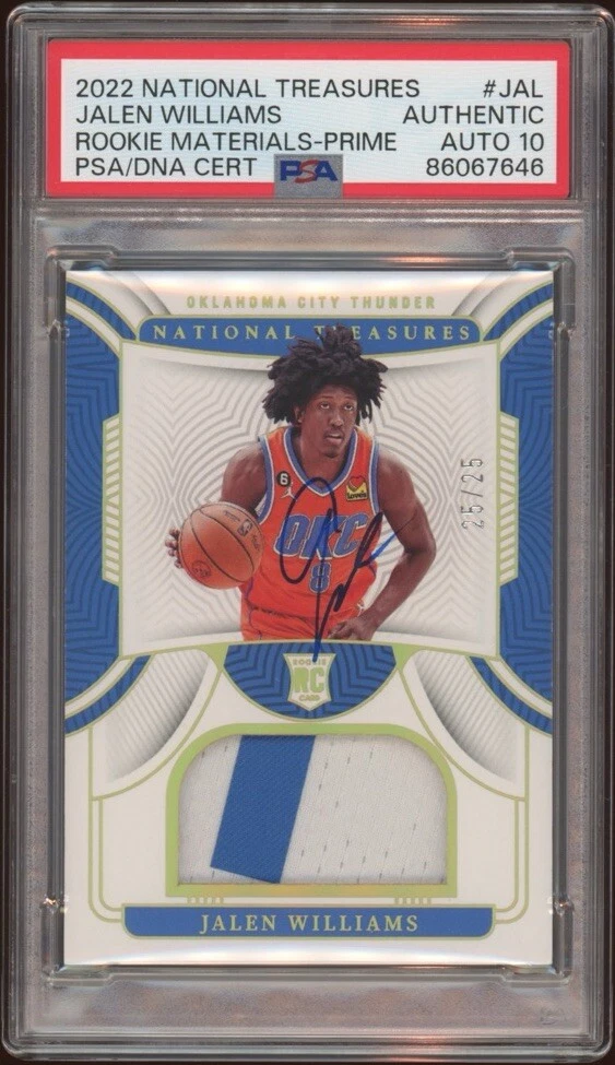 2022 National Treasures Jalen Williams Rookie Material Prime /25 Psa GEM 10 AUTO