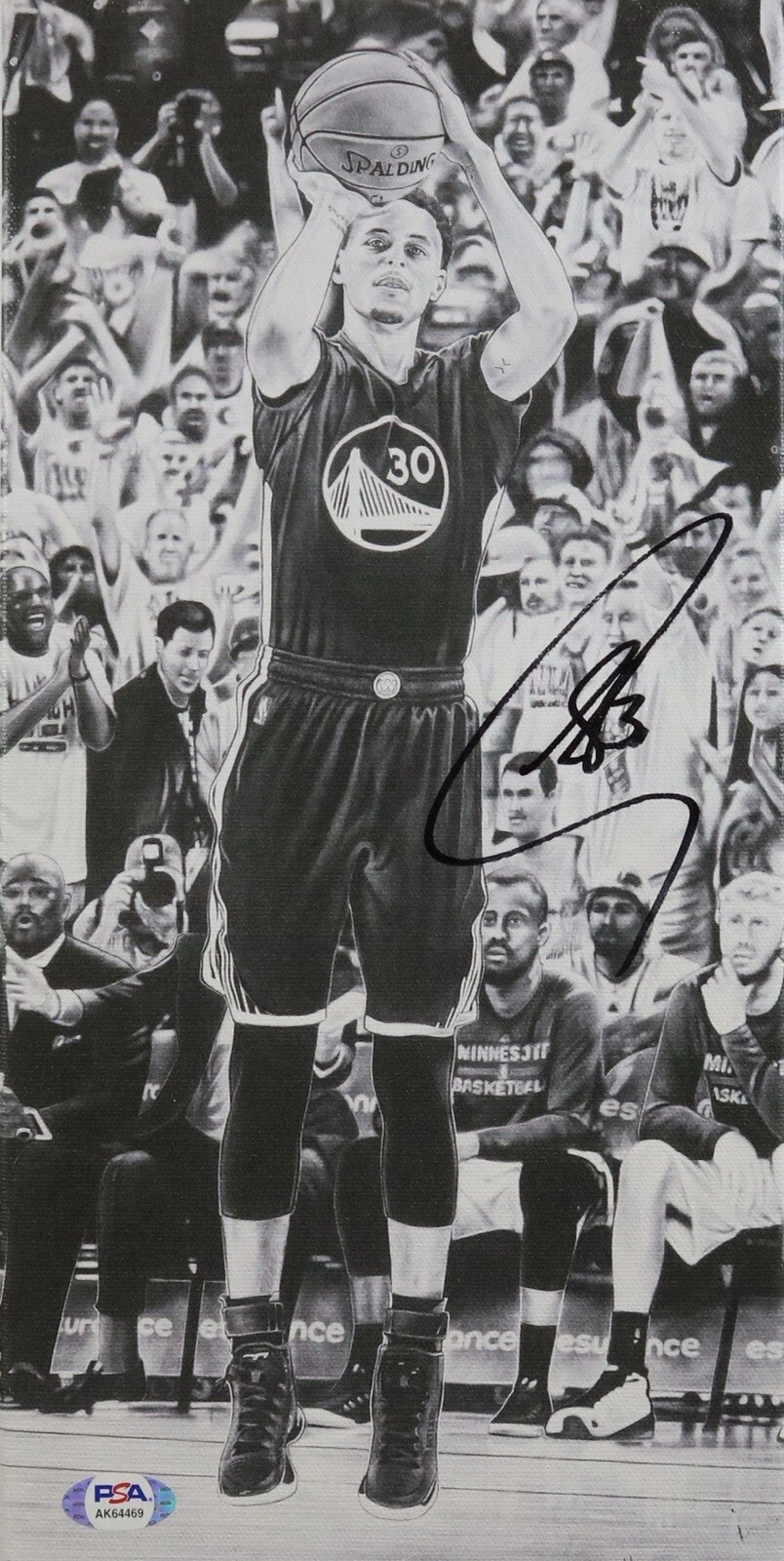 Stephen Curry Signed 7x14 Canvas Sketch Painting Print Psa/Dna AUTO Coa Warriors
