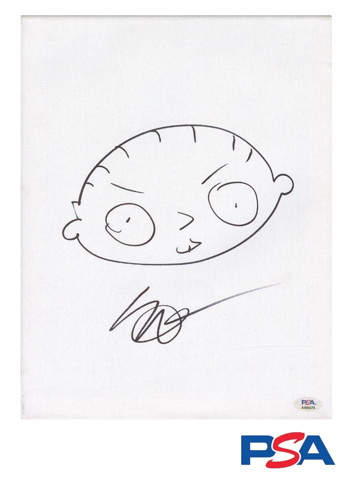 Seth MacFarlane Signed 11x14 Canvas Sketch Auto Family Guy Stewie Griffin PSA