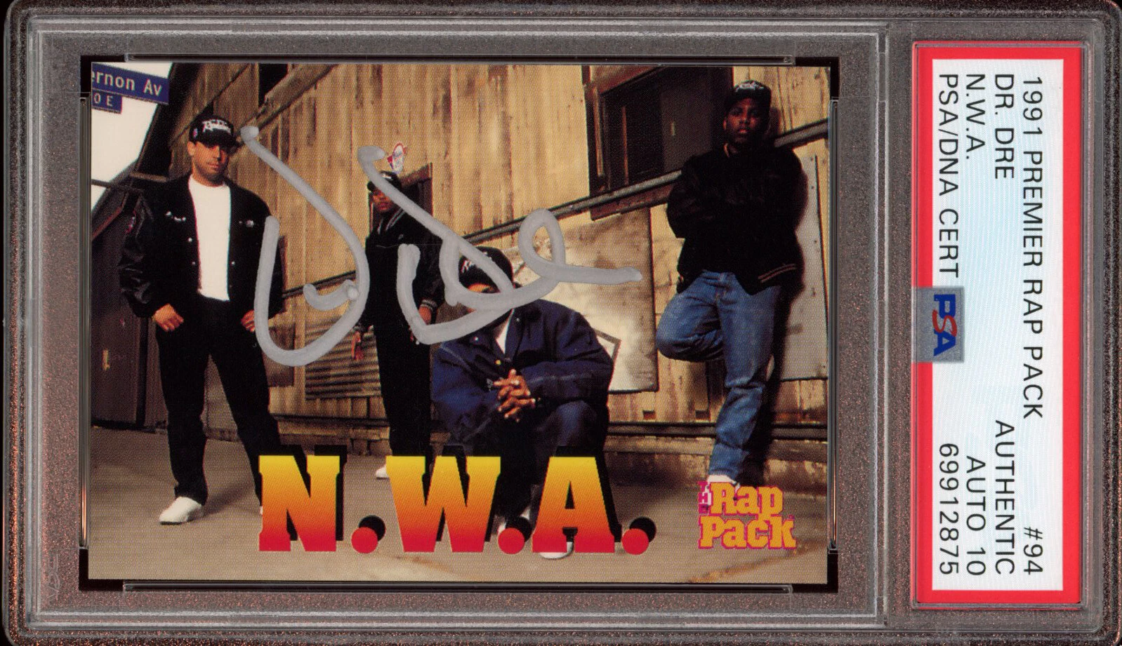 Dr. Dre Signed 1991 Premier Rap Pack N.W.A. Rookie Card #94 Psa GEM MINT 10 AUTO
