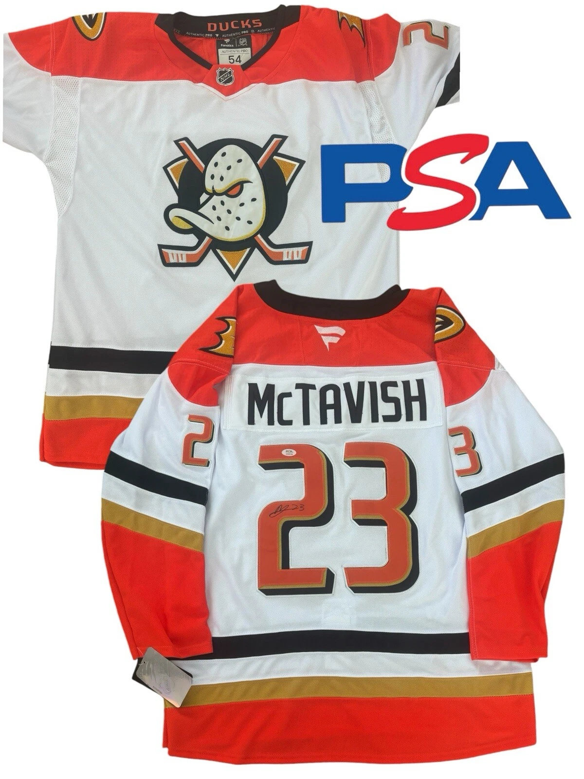 Mason McTavish Signed Autograph 2024-25 Anaheim Ducks #23 Hockey Jersey PSA AUTO