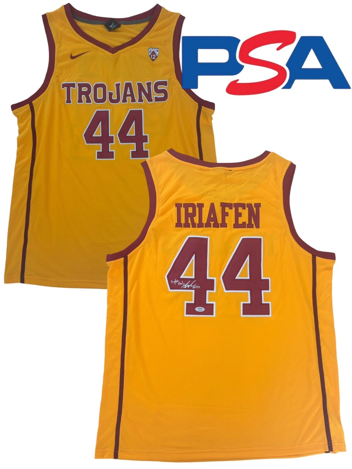 Kiki Iriafen Signed Autograph USC Trojans “FIGHT ON!” #44 Jersey PSA AUTO WNBA
