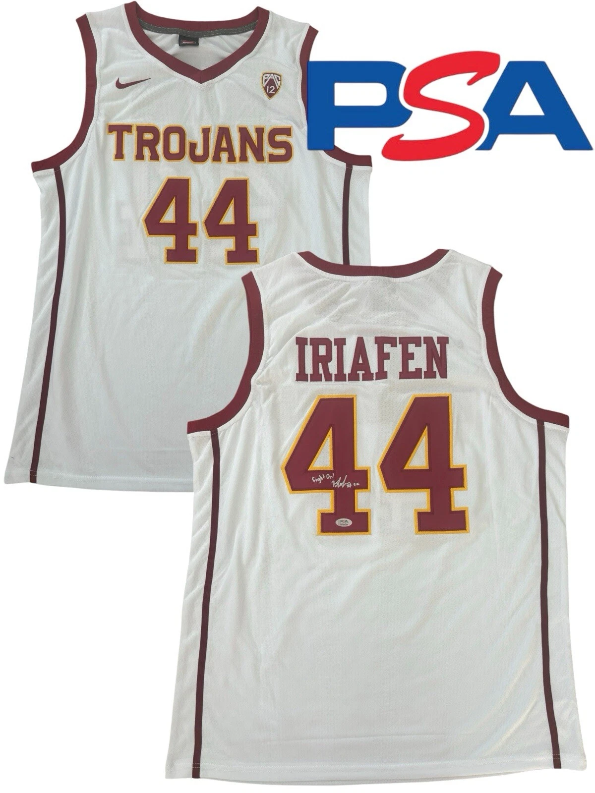 Kiki Iriafen Signed Autograph USC Trojans “FIGHT ON!” #44 Jersey PSA AUTO WNBA