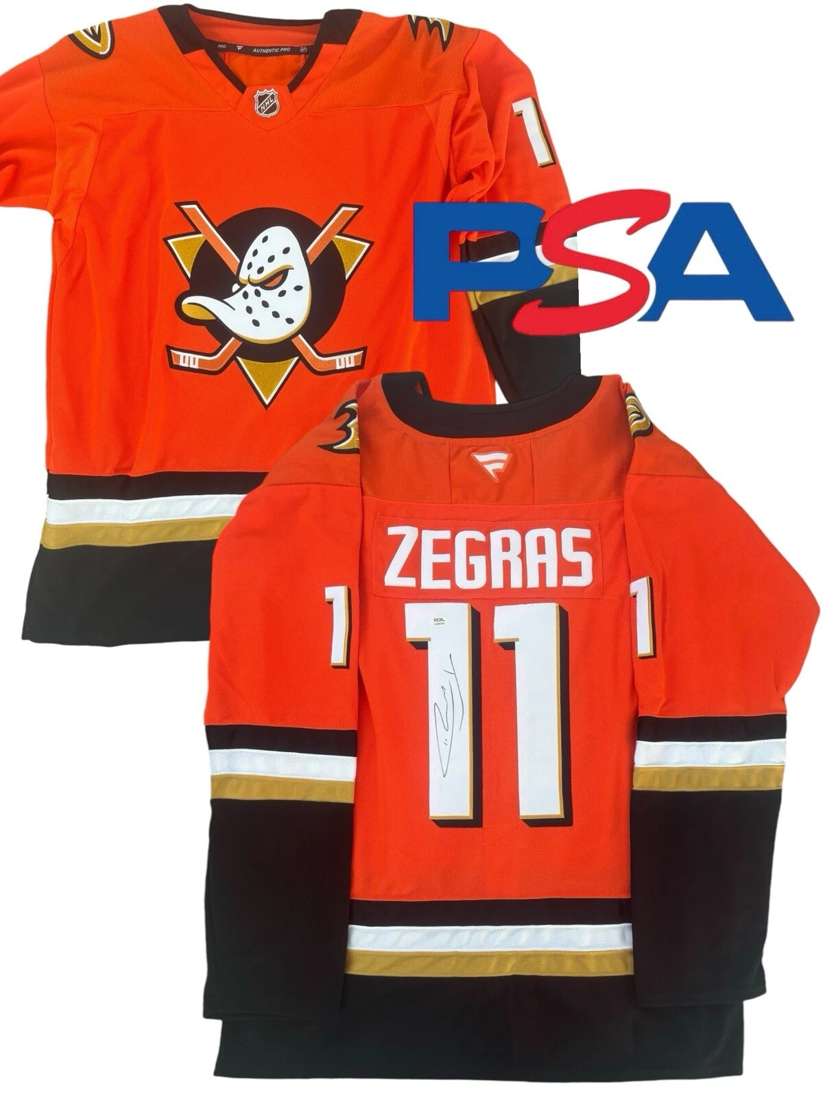 Trevor Zegras Signed Autograph 2024-25 Anaheim Ducks #11 Hockey Jersey PSA AUTO