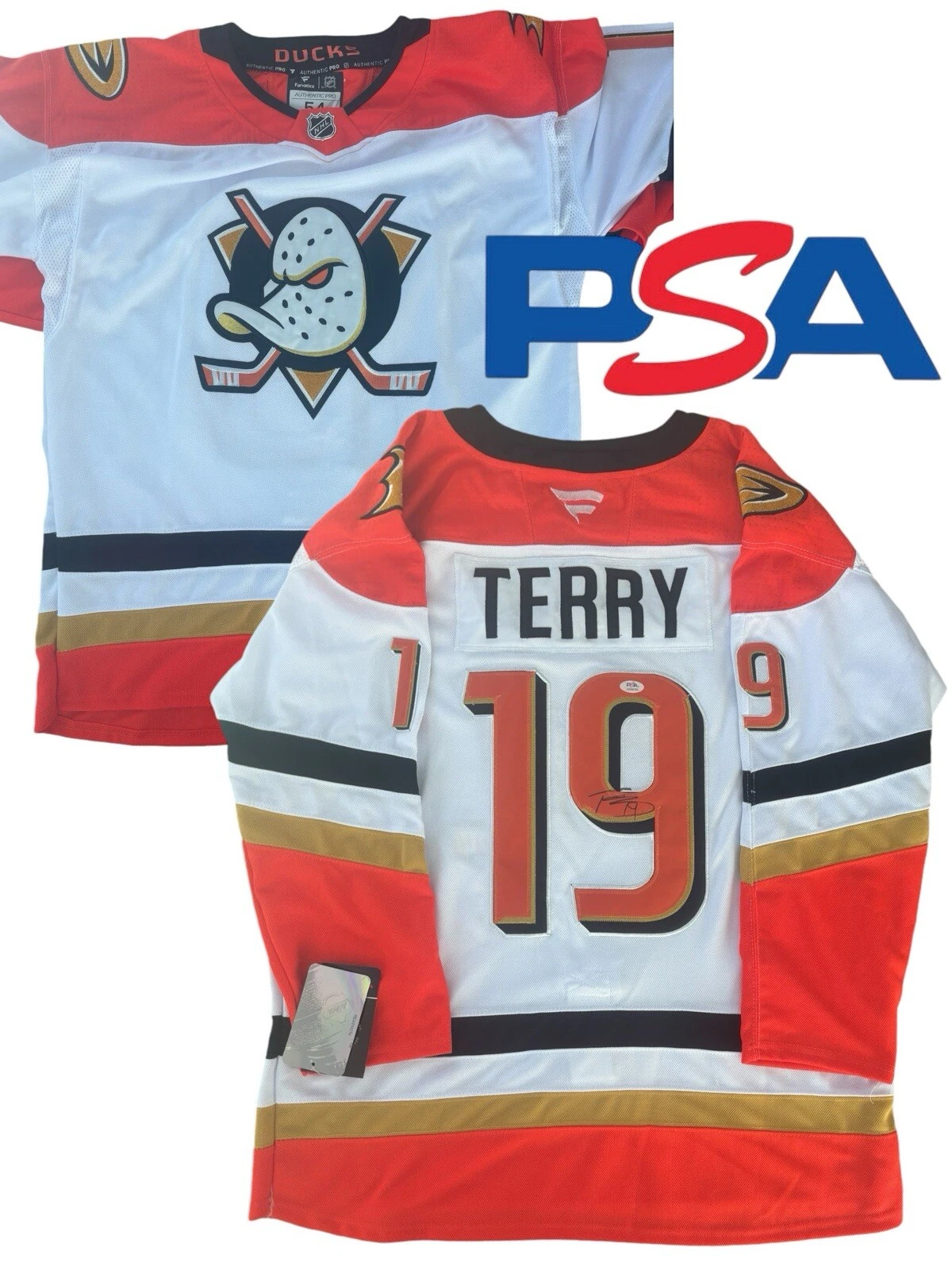 Troy Terry Signed Autographed 2024-25 Anaheim Ducks #19 Hockey Jersey PSA AUTO