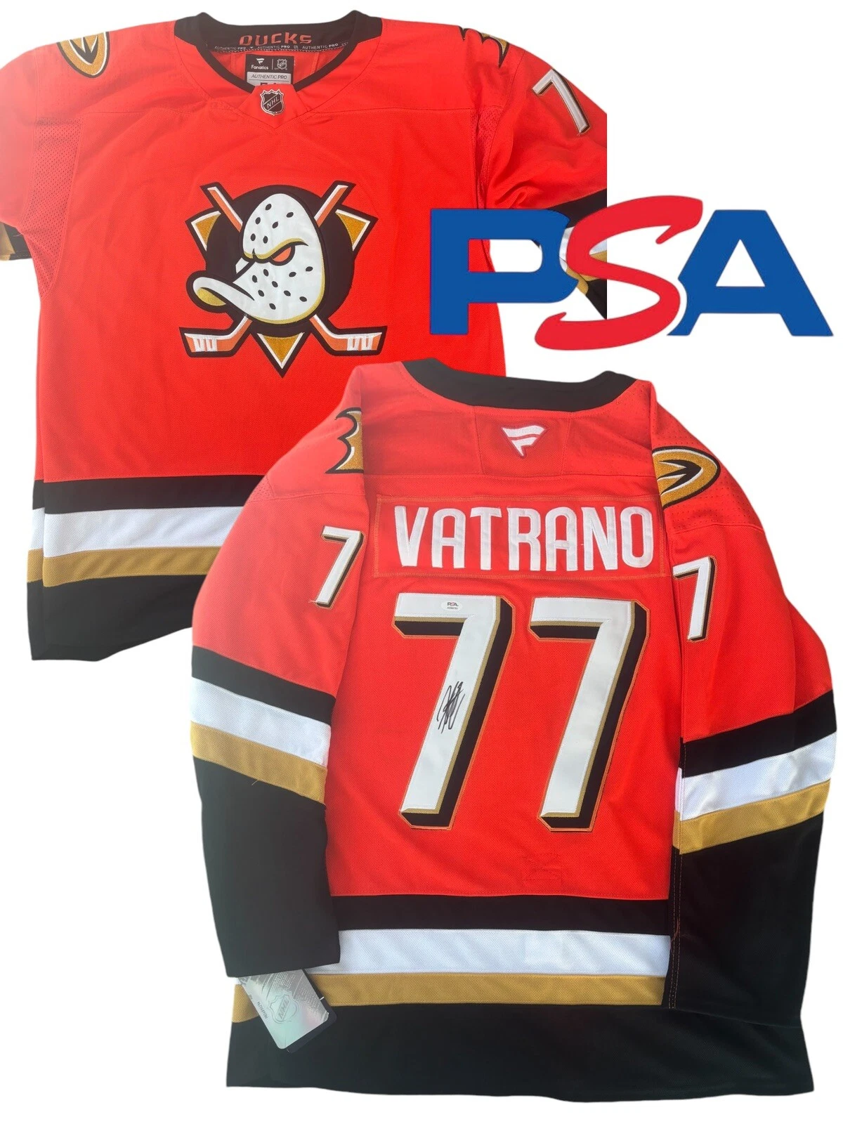 Frank Vatrano Signed Autograph 2024-25 Anaheim Ducks #77 Hockey Jersey PSA AUTO