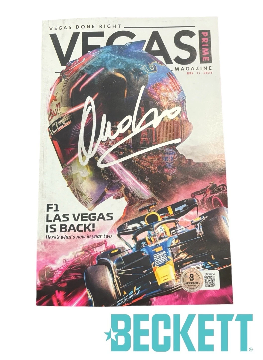Andrea Stella Signed 2024 Las Vegas Grand Prix Program McLaren F1 BECKETT AUTO