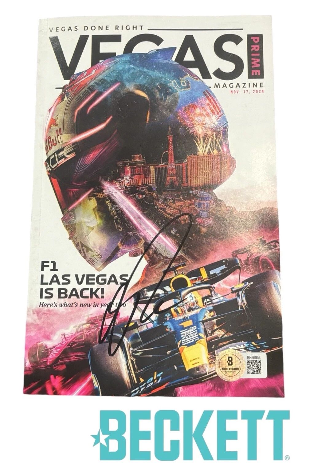 Oscar Piastri Signed 2024 Las Vegas Grand Prix Program McLaren F1 BECKETT AUTO