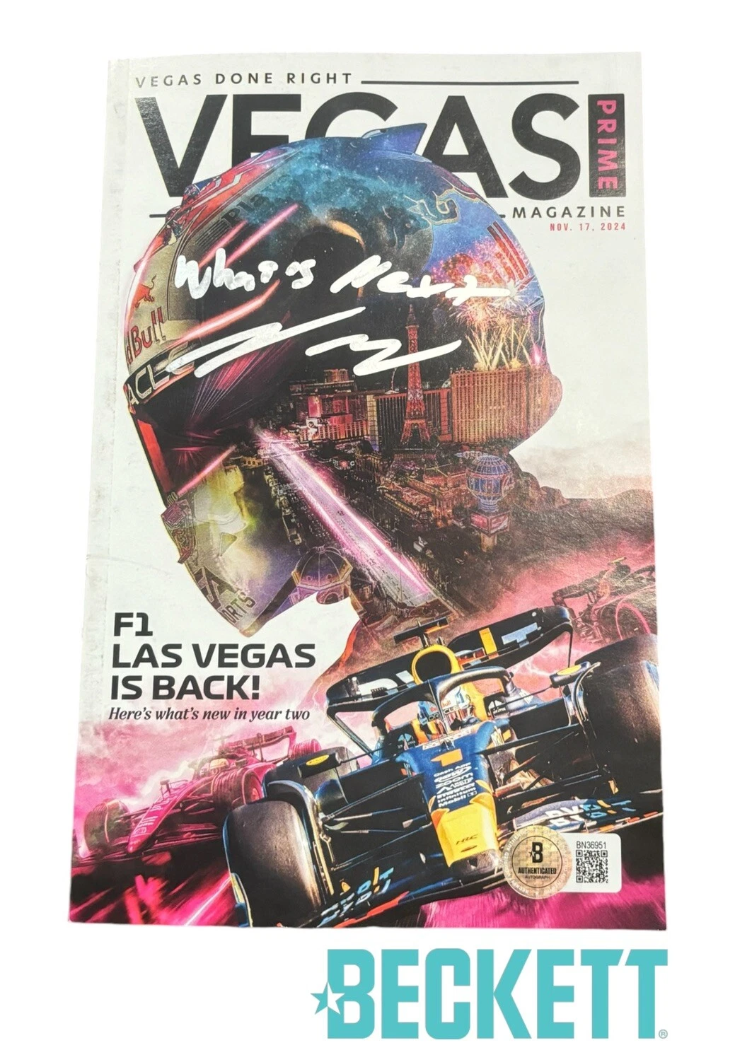 Valtteri Bottas Signed 2024 Las Vegas GP Program “What’s Next” F1 BECKETT AUTO
