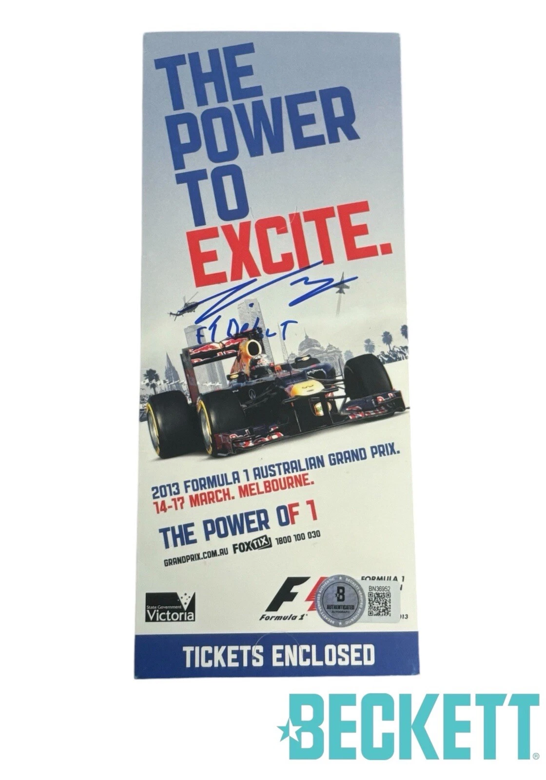 Valtteri Bottas Signed 2013 Australian GP Ticket Pamphlet “F1 Debut” BAS AUTO