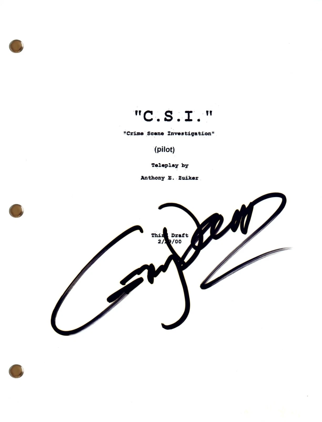 Gary Dourdan Signed CSI: Crime Scene Investigation Pilot Script Screenplay COA