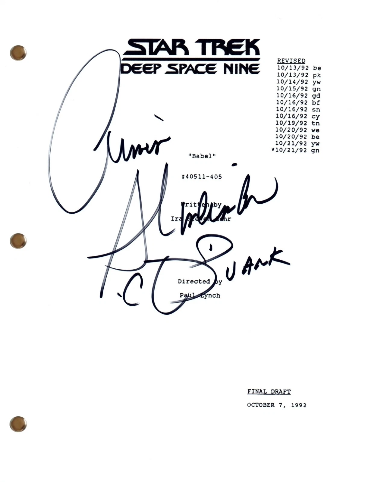Armin Shimerman Signed Autograph Star Trek DS9 Episode Script Screenplay COA