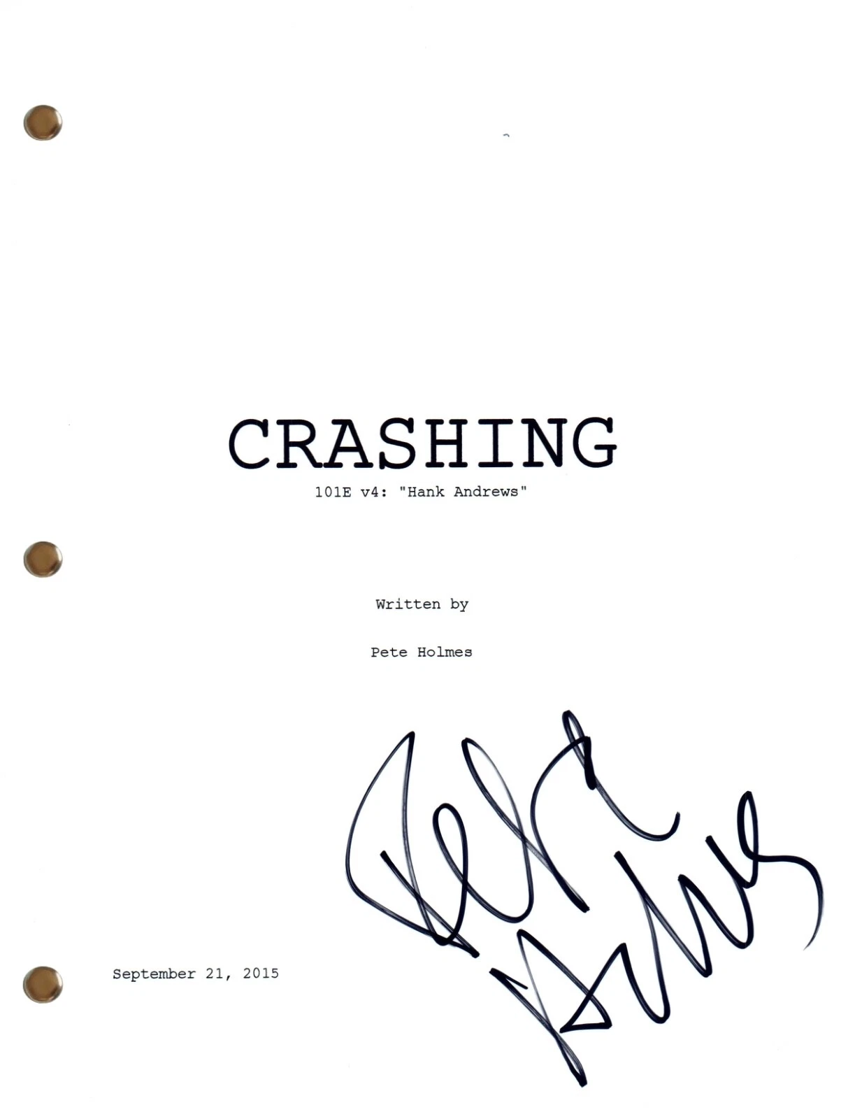 Pete Holmes CRASHING Signed Autograph Episode Script Screenplay Hbo Series COA