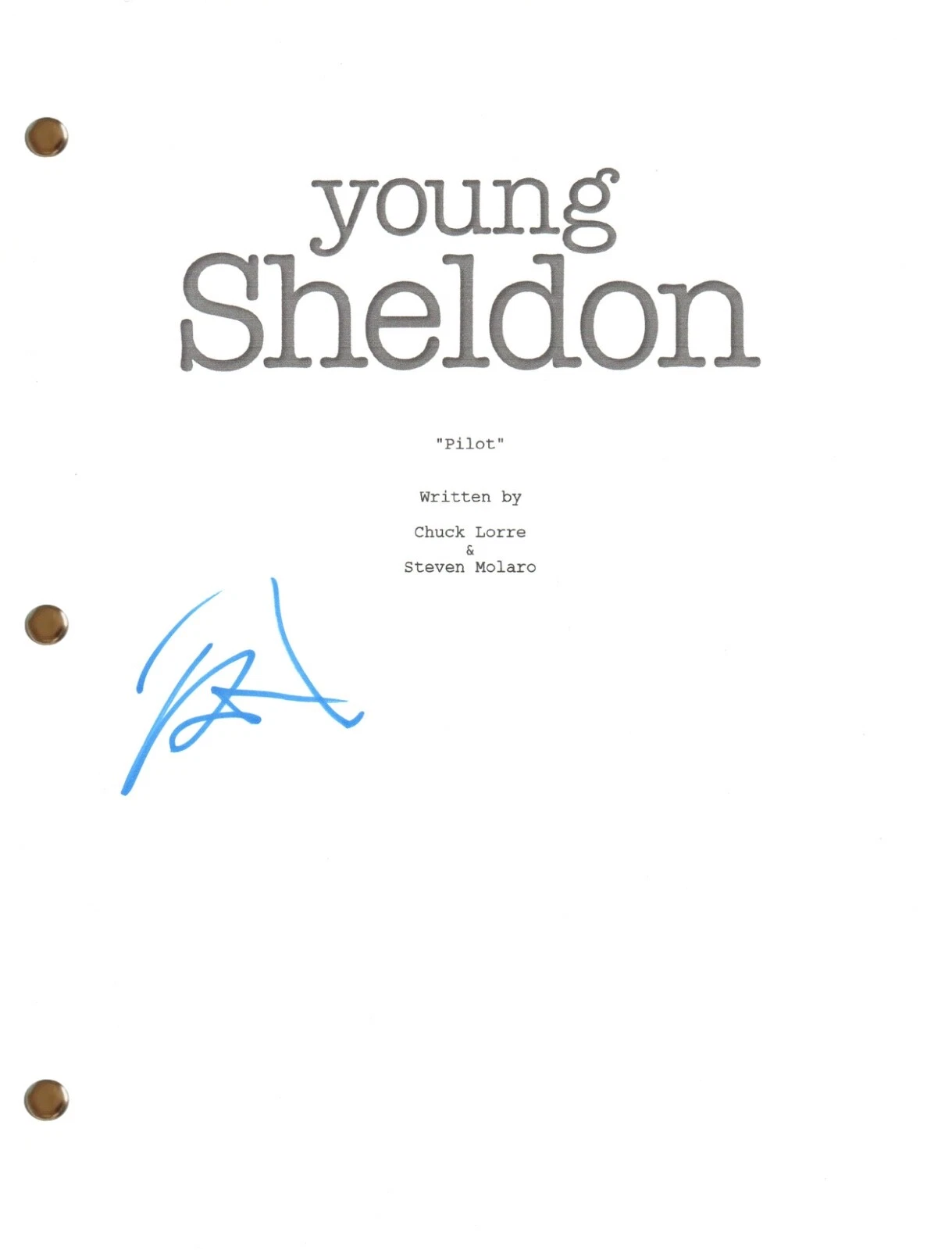 Iain Armitage Young Sheldon Signed Autograph Pilot Episode Script Screenplay COA