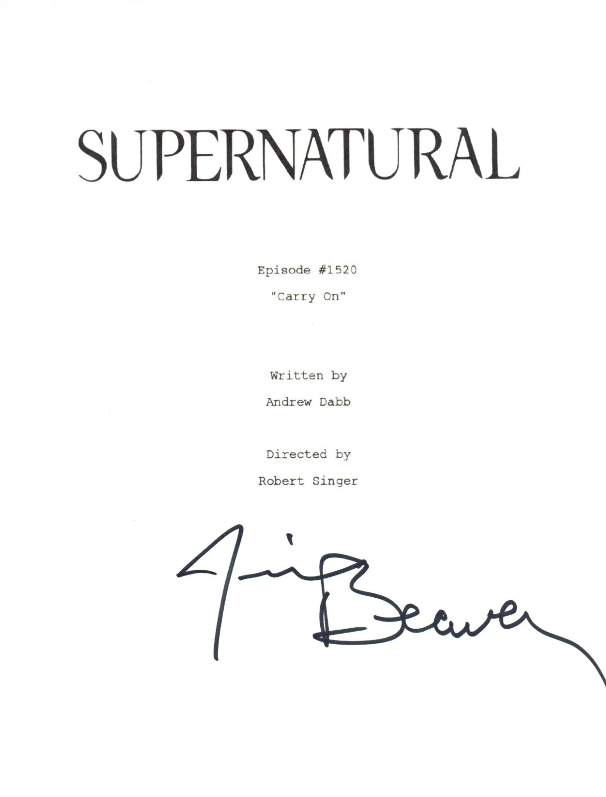 Jim Beaver Supernatural Signed Autograph Finale Episode Script Screenplay COA