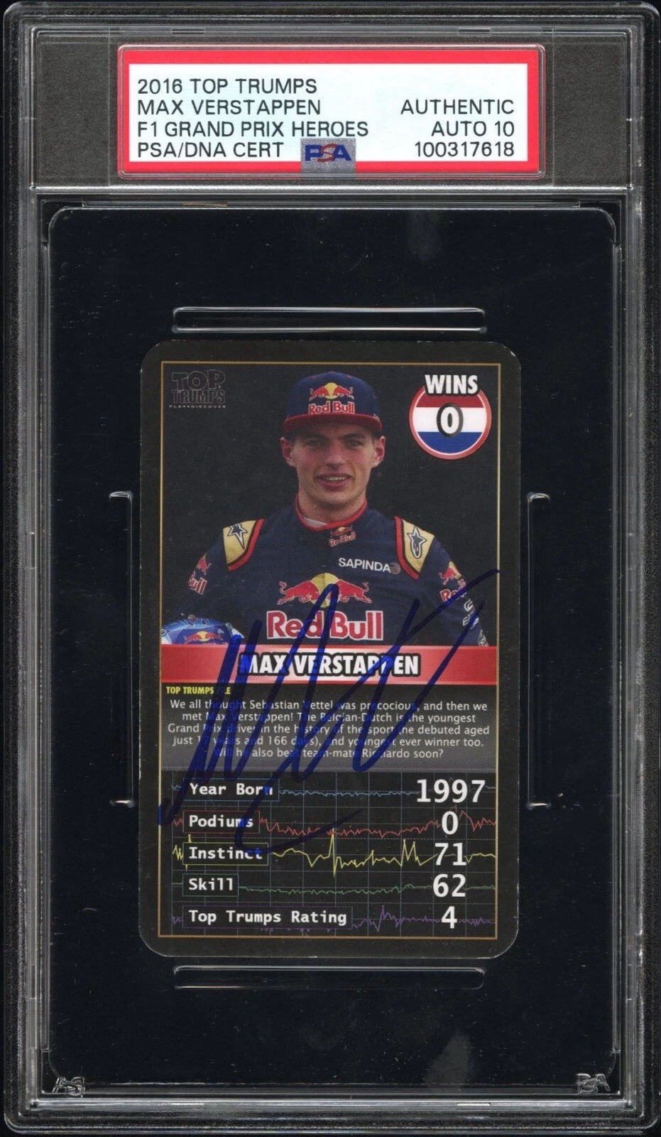 2016 Top Trumps Max Verstappen F1 Grand Prix Heroes Rookie Psa GEM MT 10 AUTO RC