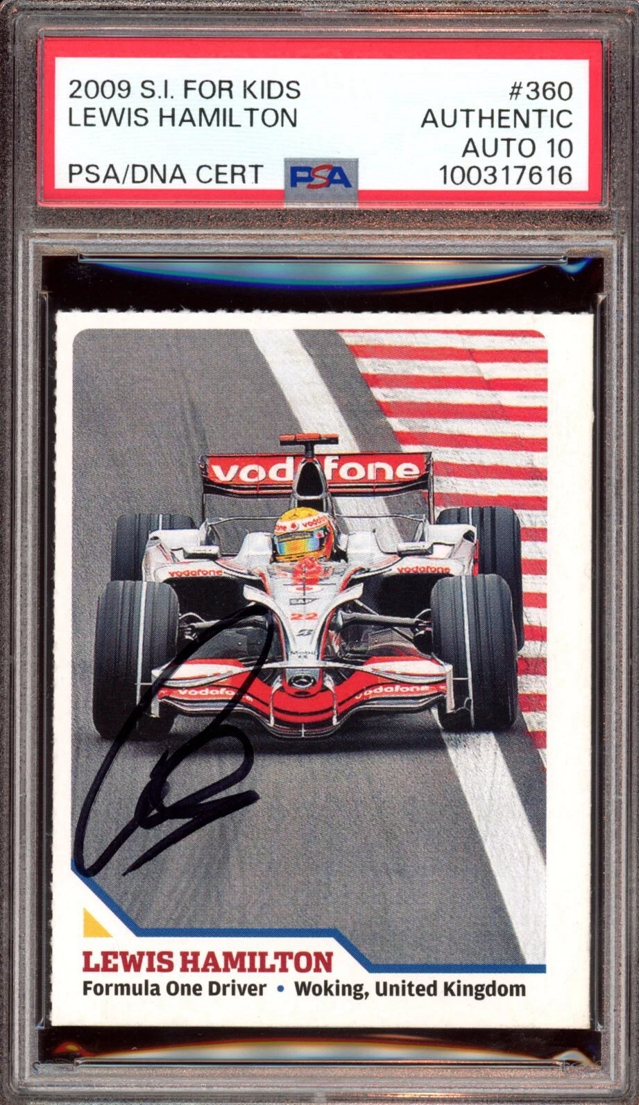 2009 SI For Kids #360 Lewis Hamilton Signed Rookie Card Psa GEM MT 10 AUTO RC F1