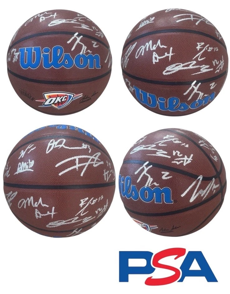 2024-2025 OKC Thunder Signed Team Basketball SHAI JDUB DORT NBA FINALS PSA AUTO