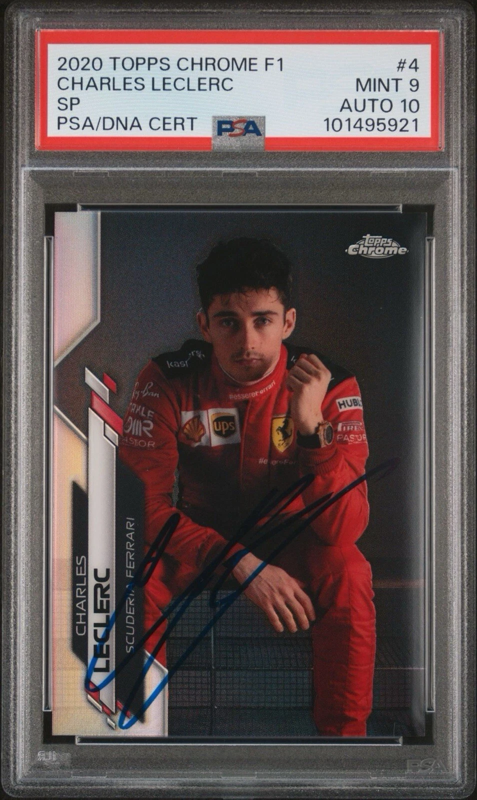 2020 Topps Chrome F1 #4 Charles Leclerc SP Rookie Card Auto Psa MINT 9/GEM MT 10