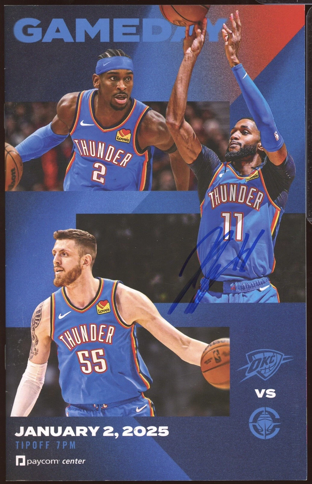 Isaiah Joe Signed Oklahoma City Thunder 1/2/2025 Program 9 Points 3 Threes OKC