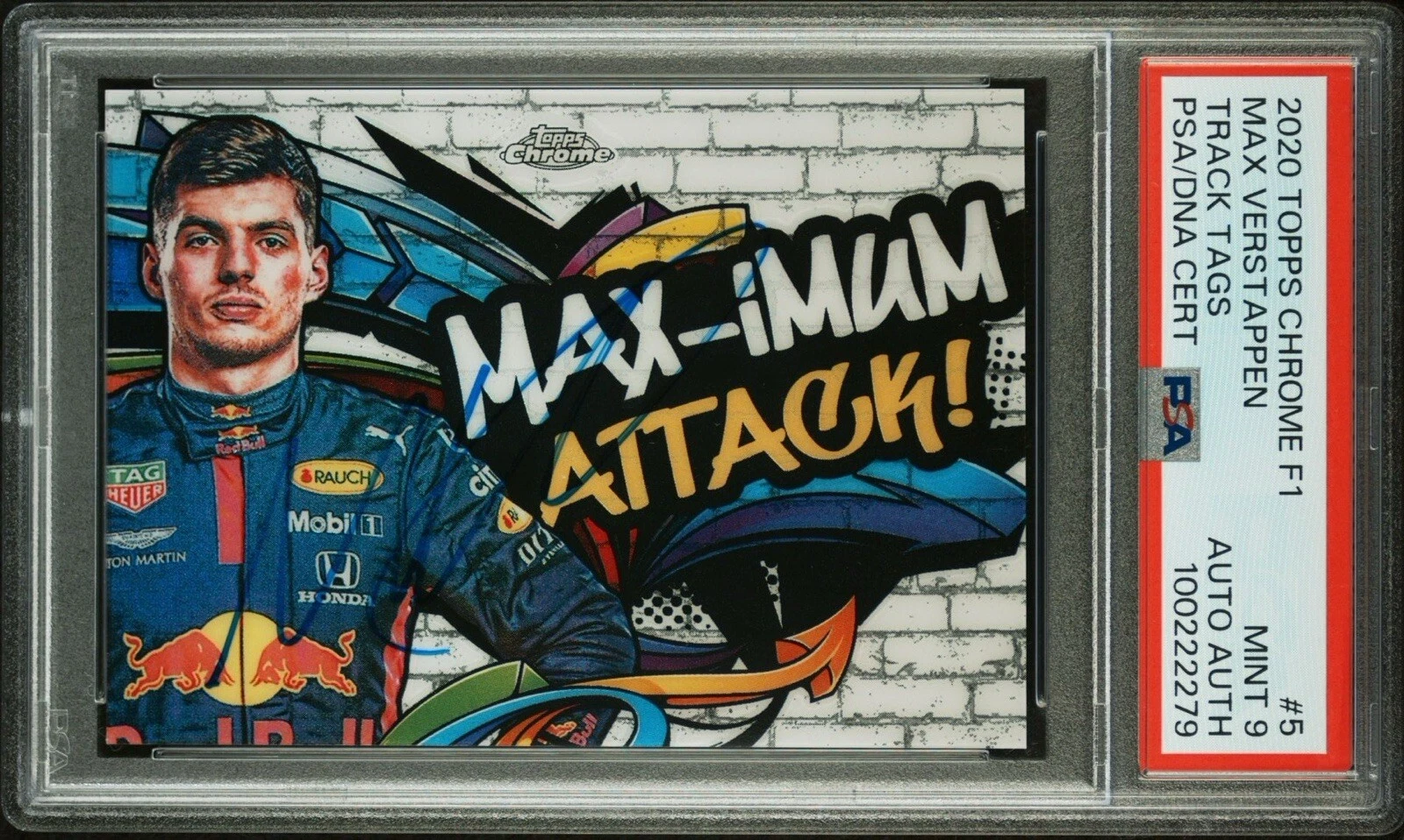 2020 Topps Chrome F1 #5 Max Verstappen Track Tags Rookie Auto Psa MINT 9 RC