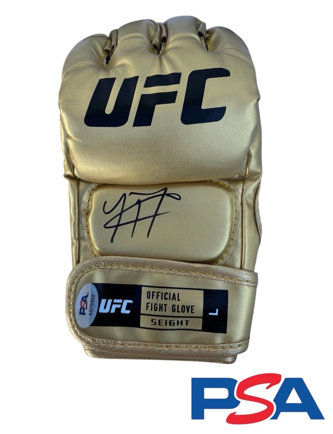 Tagir Ulanbekov Signed Autographed UFC 311 Gold Fight Glove PSA/DNA AUTO Russia