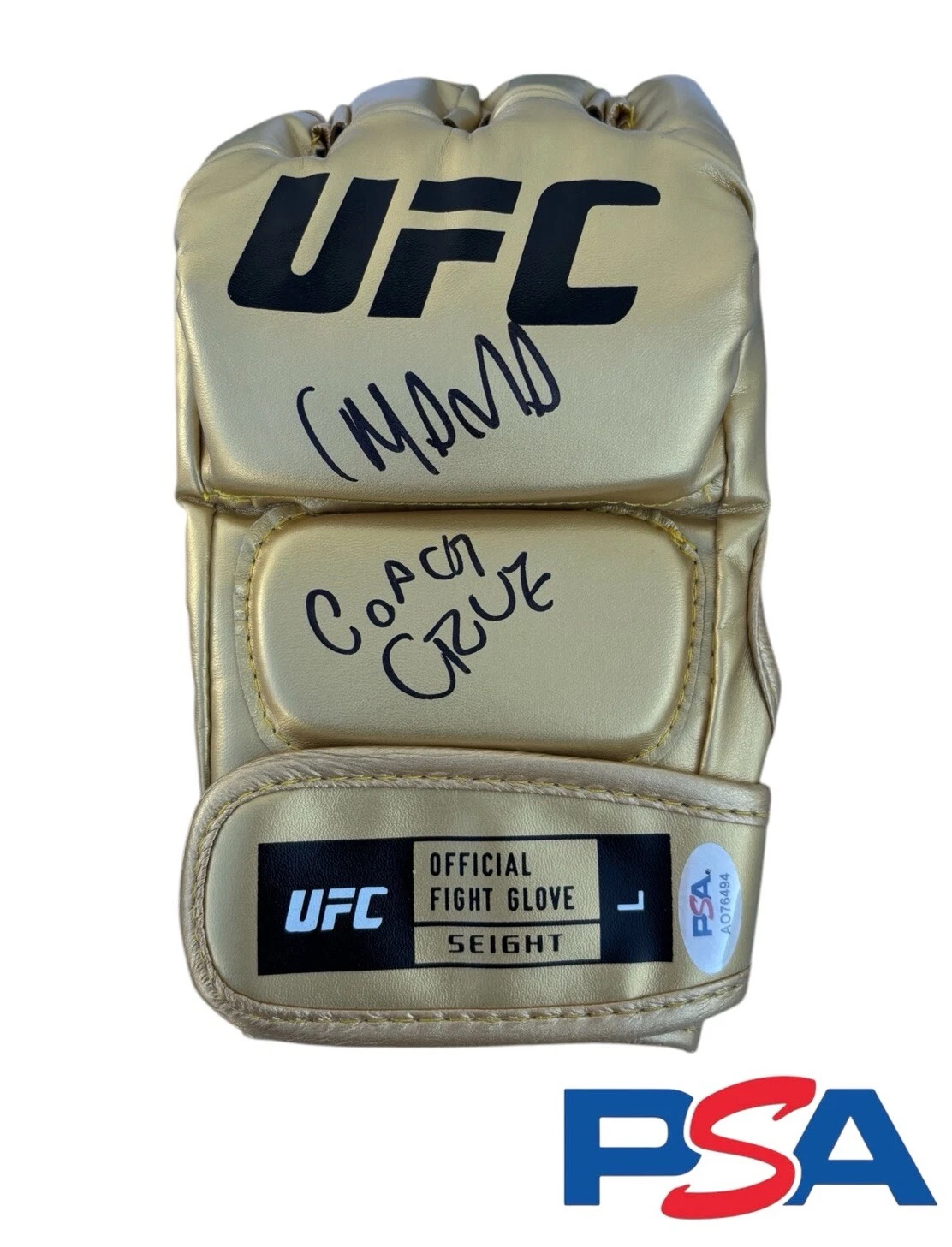 Coach Plinio Cruz Signed Gold UFC 320 Fight Glove “CHAMA” PSA AUTO Alex Pereira