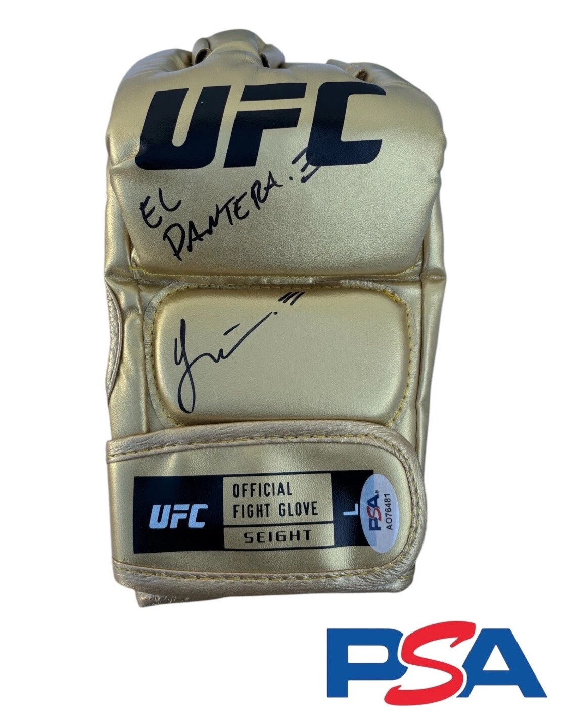 Yair Rodriguez Signed Autographed UFC Fight Gold Glove PSA/DNA AUTO “El PANTERA”