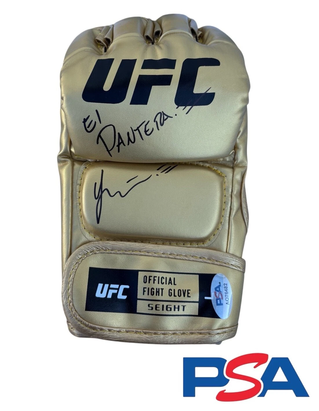 Yair Rodriguez Signed Autographed UFC Fight Gold Glove PSA/DNA AUTO “El PANTERA”