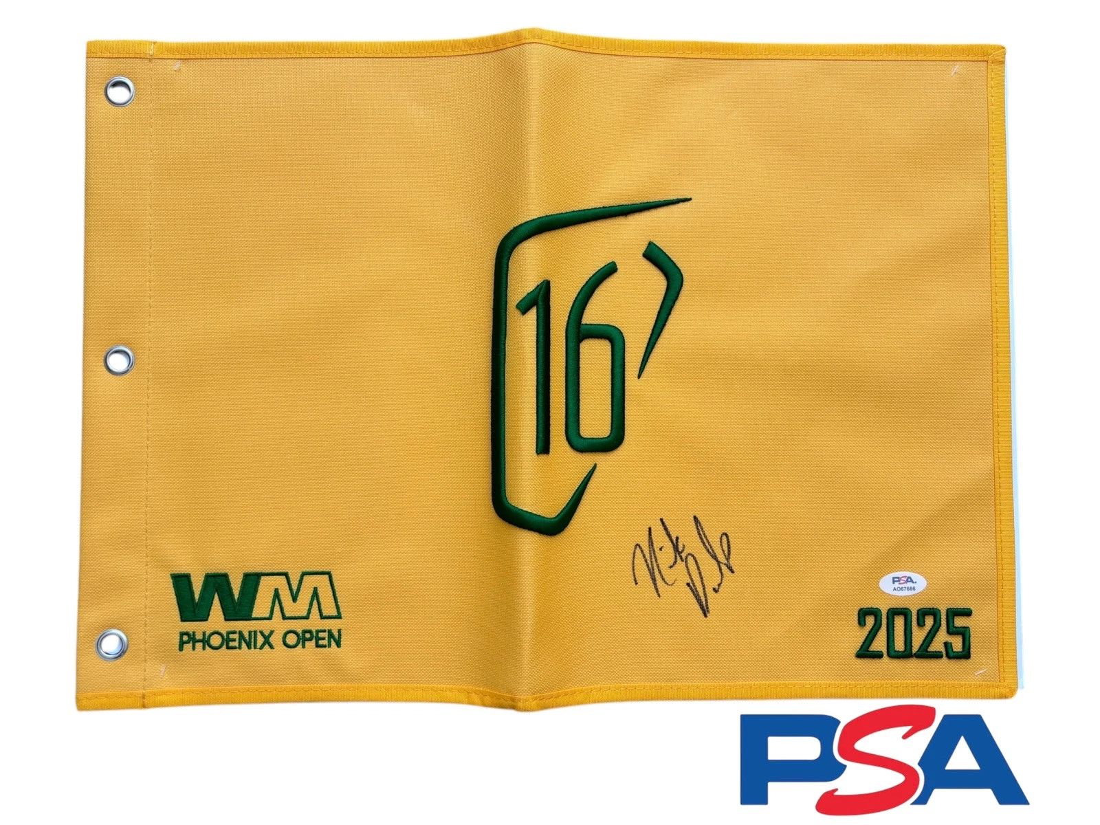 Nick Dunlap Signed Autographed 2025 Waste Management WM Phoenix Open Flag PSA