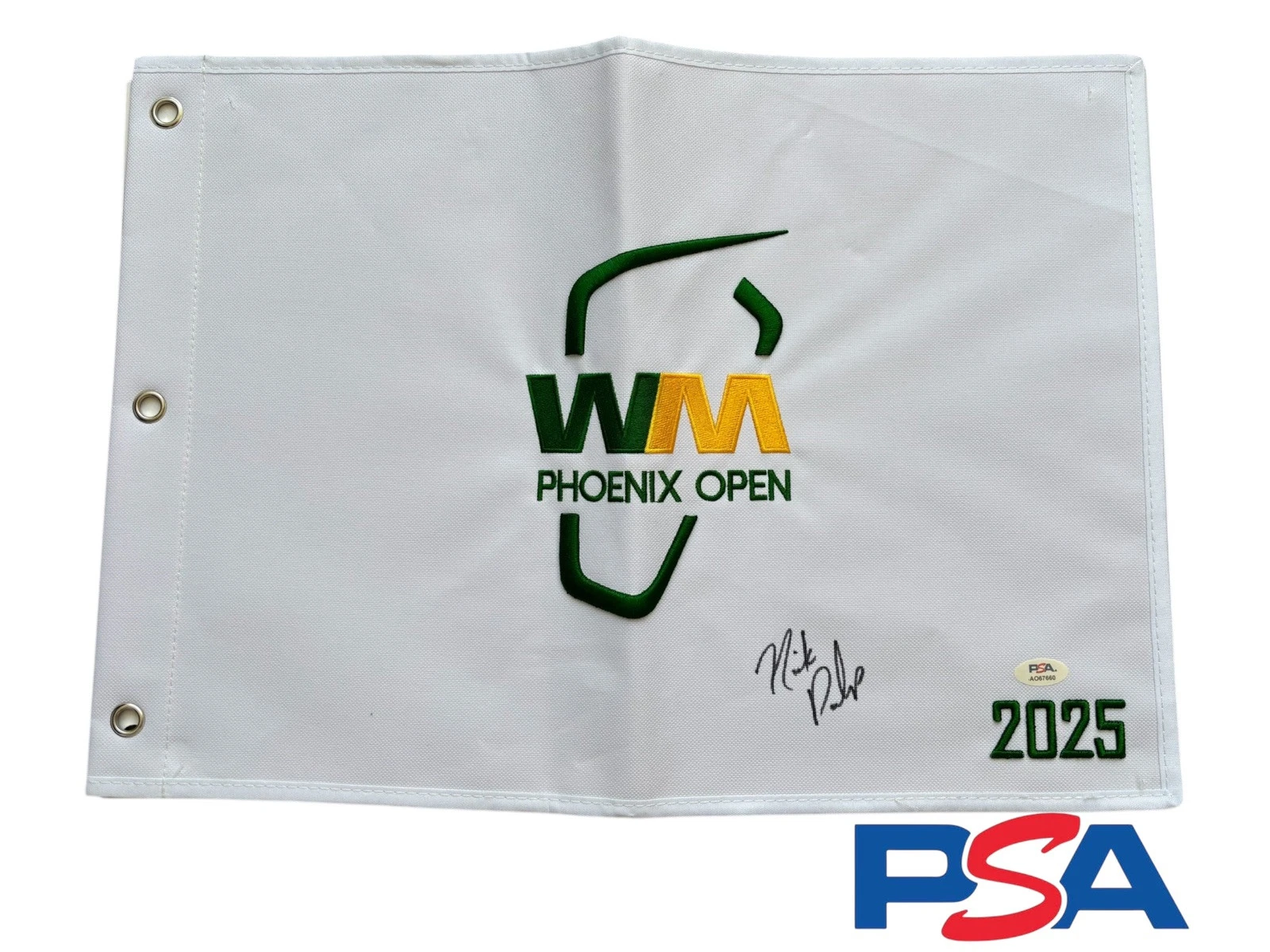 Nick Dunlap Signed Autographed 2025 Waste Management WM Phoenix Open Flag PSA