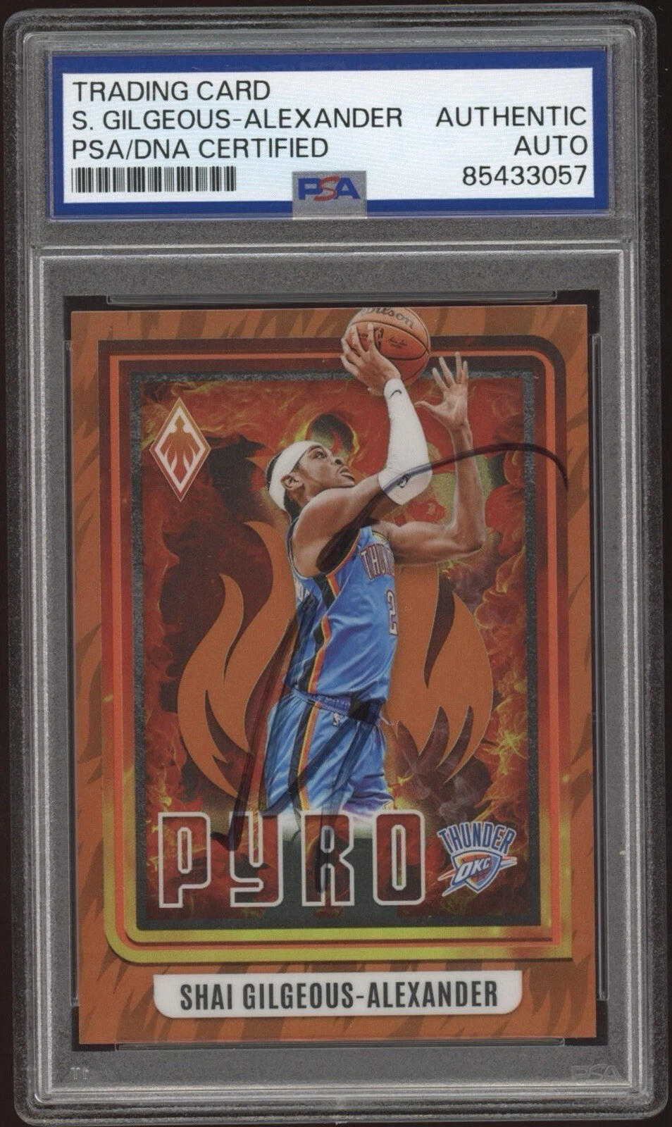2023 Panini Phoenix #14 Shai Gilgeous-Alexander Orange Pyro /49 Auto Psa/Dna MVP