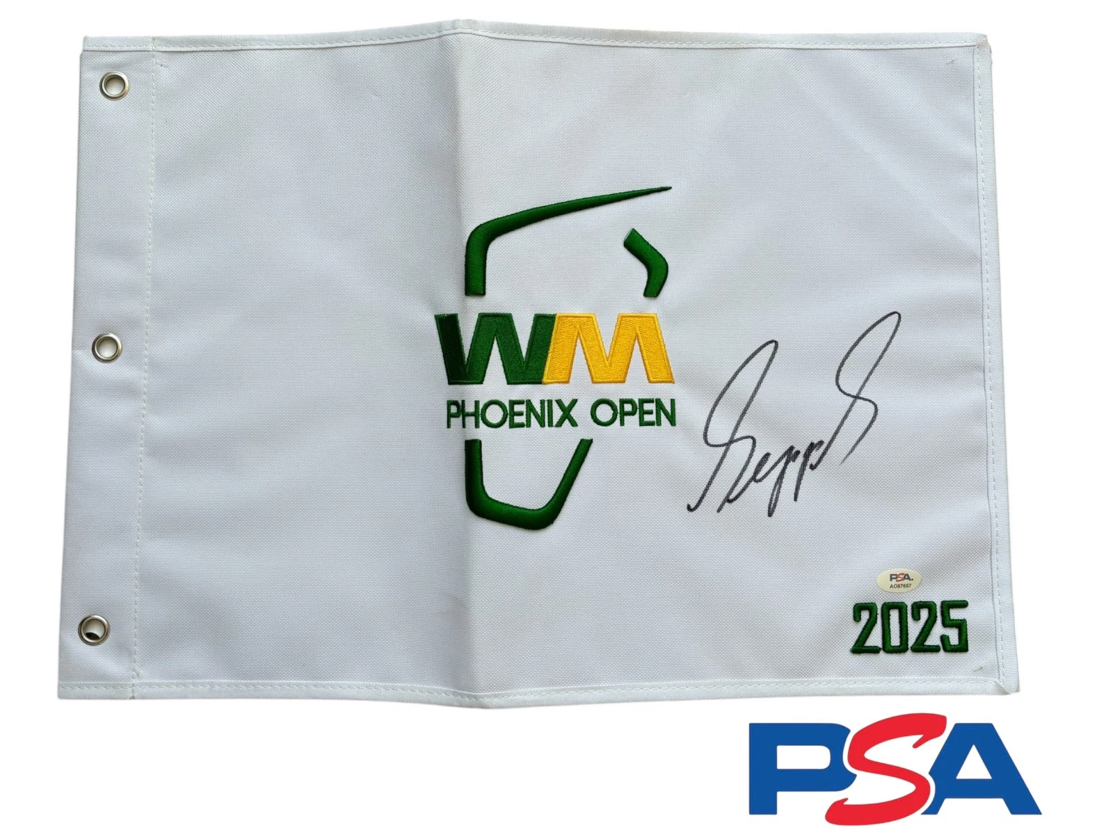 Sepp Straka Signed Autograph 2025 Waste Management WM Phoenix Open Pin Flag PSA