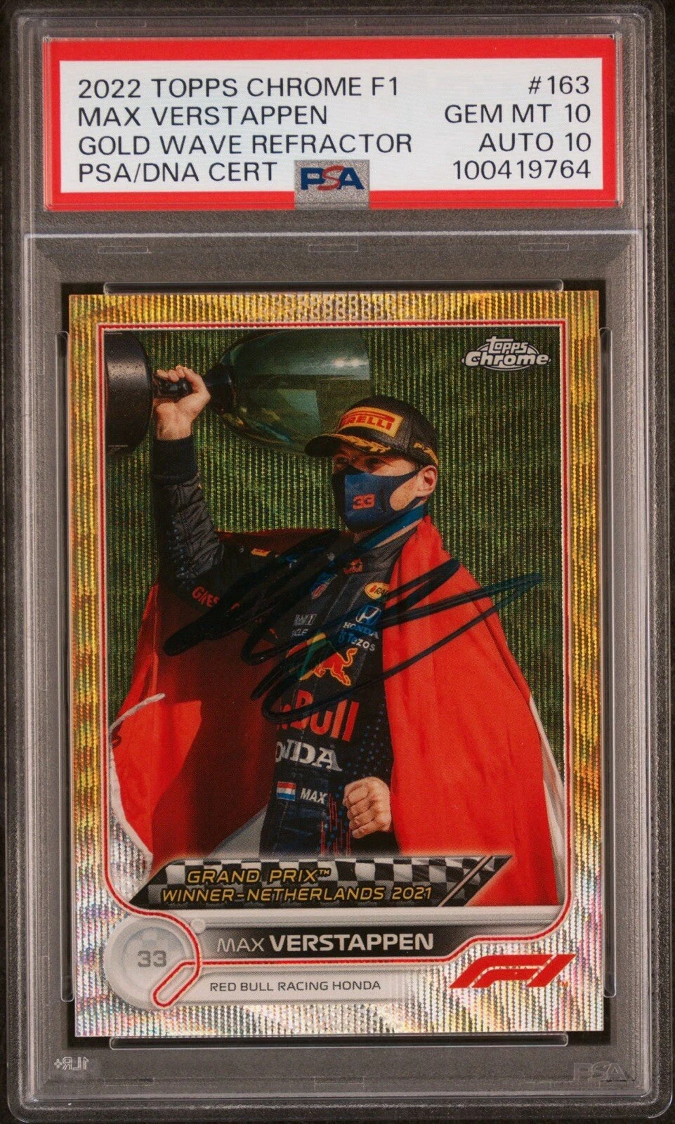 2022 Topps Chrome F1 #163 Max Verstappen Gold Wave Auto /50 Psa GEM MINT 10/10
