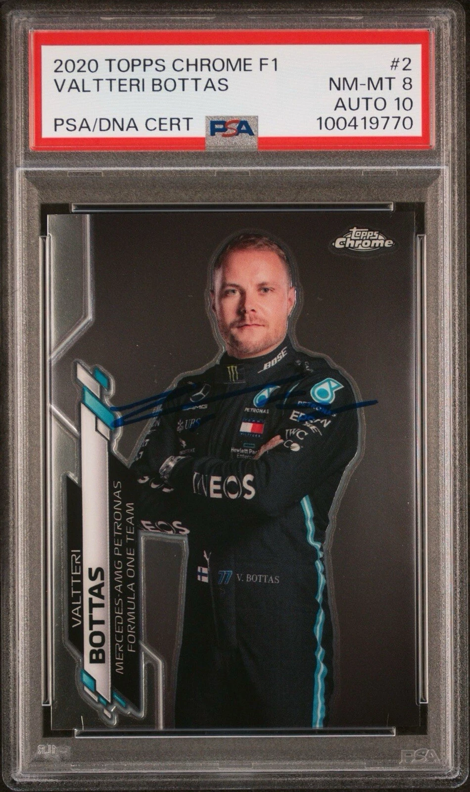 2020 Topps Chrome F1 #2 Valtteri Bottas Rookie Card Auto Psa 8/GEM MINT 10 RC