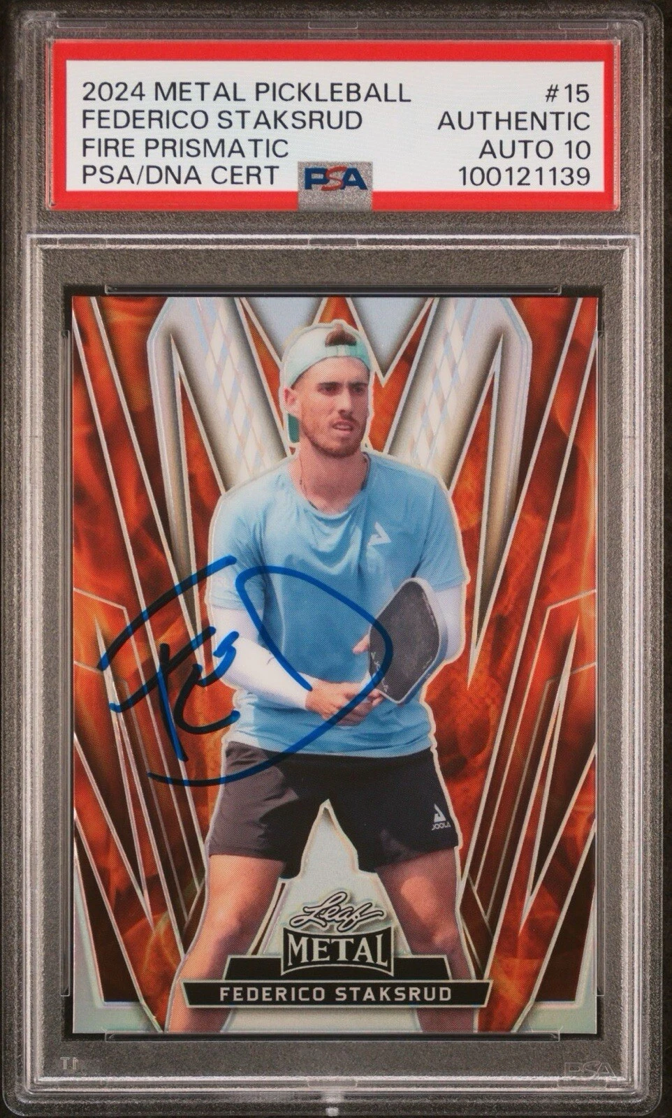 2024 Leaf Pickleball Federico Staksrud Fire Prismatic Rookie /30 Psa GEM 10 AUTO