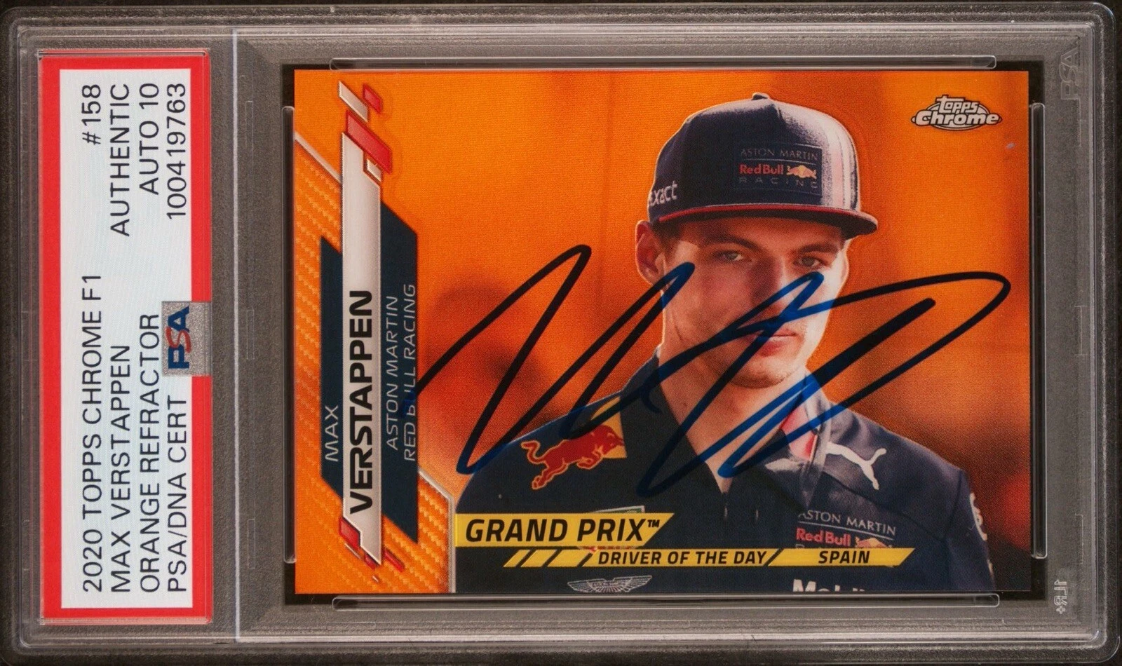 2020 Topps Chrome F1 #158 Max Verstappen Orange Rookie /25 Psa GEM MINT 10 AUTO