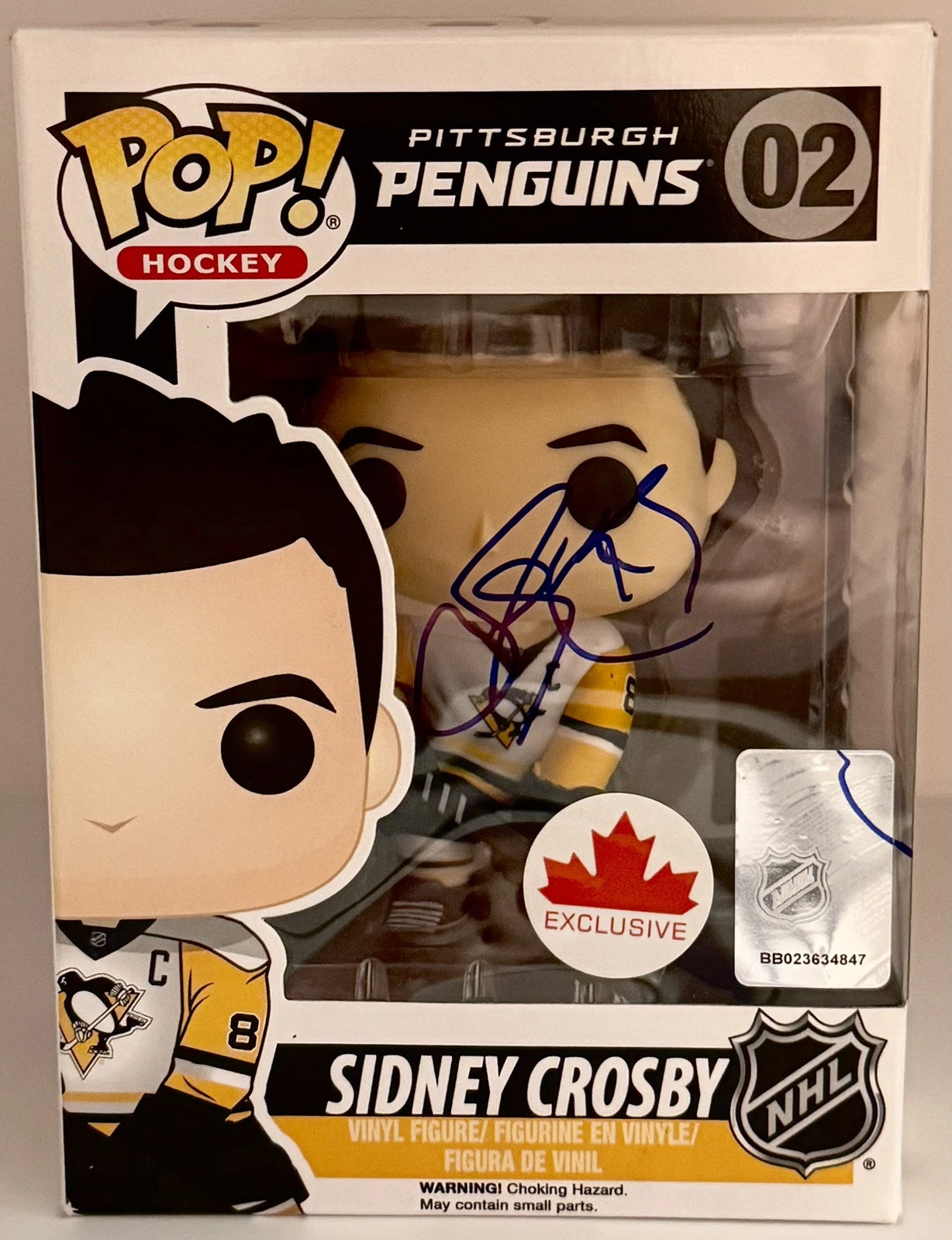 Sidney Crosby Signed Autographed Pittsburgh Penguins Funko Pop Beckett Letter