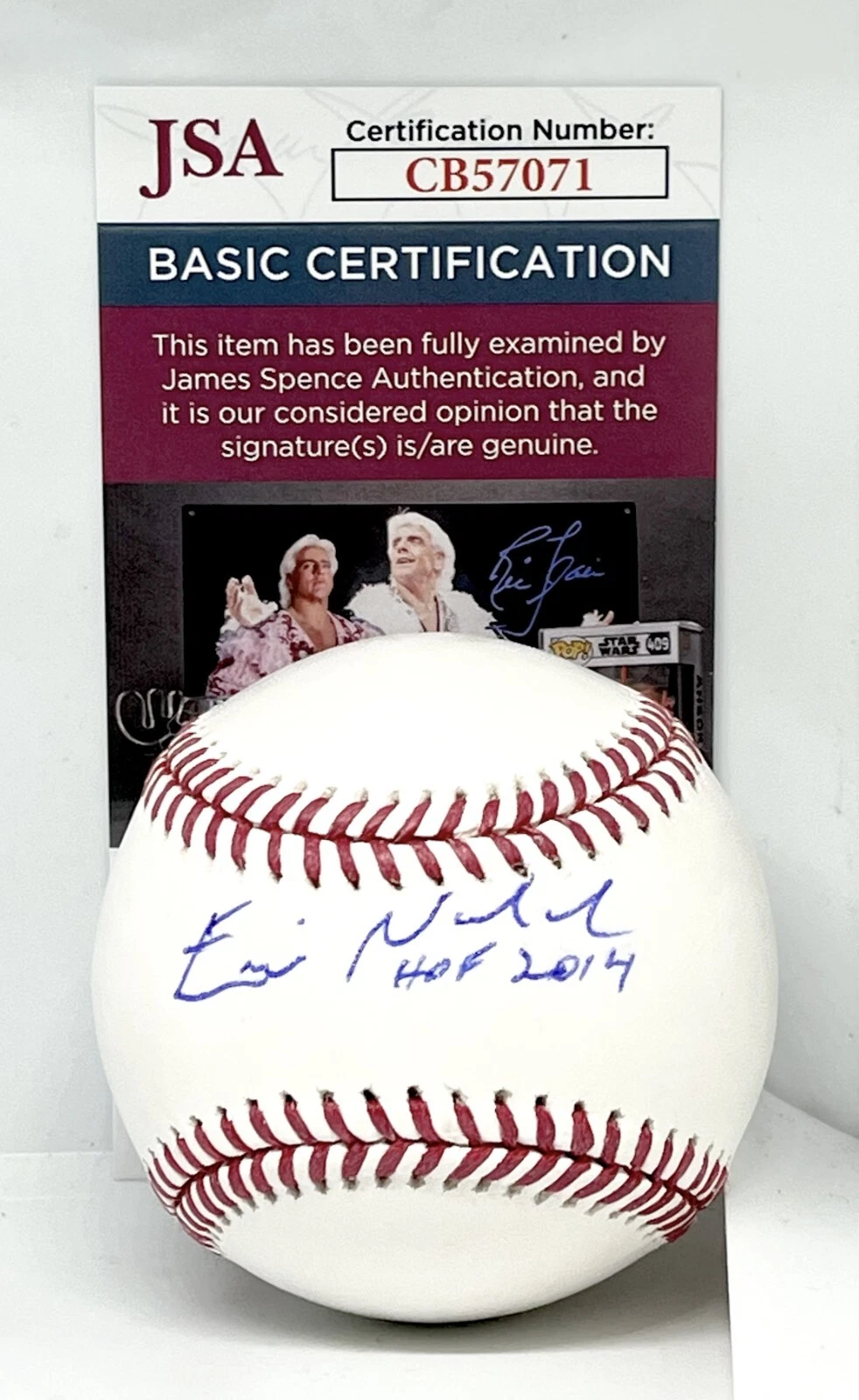 Eric Nadel Texas Rangers signed MLB Baseball Ball W/ HOF Inscription JSA