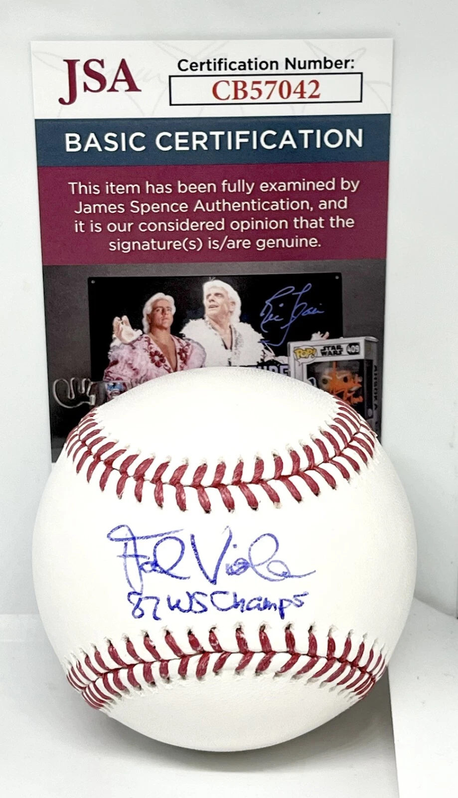 Frank Viola Minnesota Twins signed MLB Baseball Ball W/ 87 WS Champs Inscrip JSA