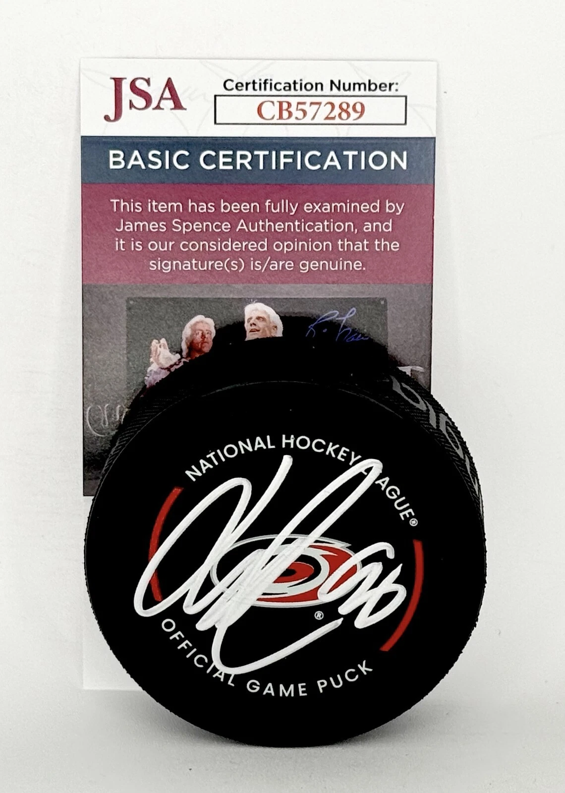 Jack Roslovic signed Carolina Hurricanes Official Game Puck autographed JSA