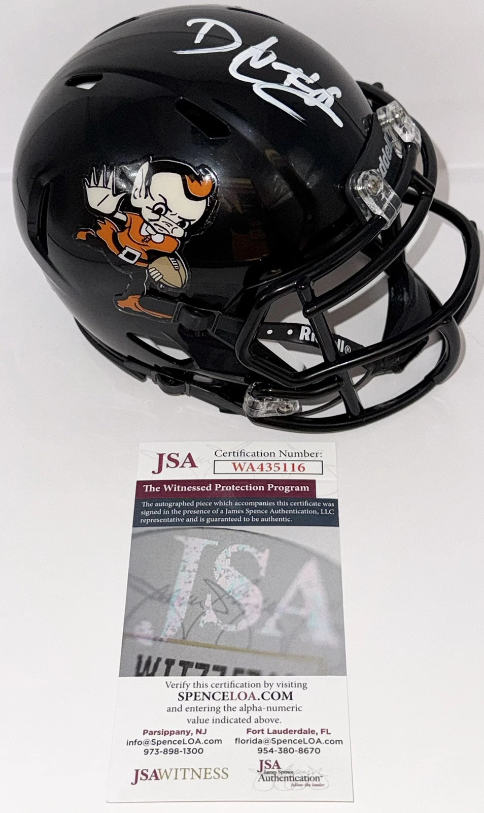 David Njoku Signed Autographed Custom Elf Cleveland Browns Black Mini Helmet JSA