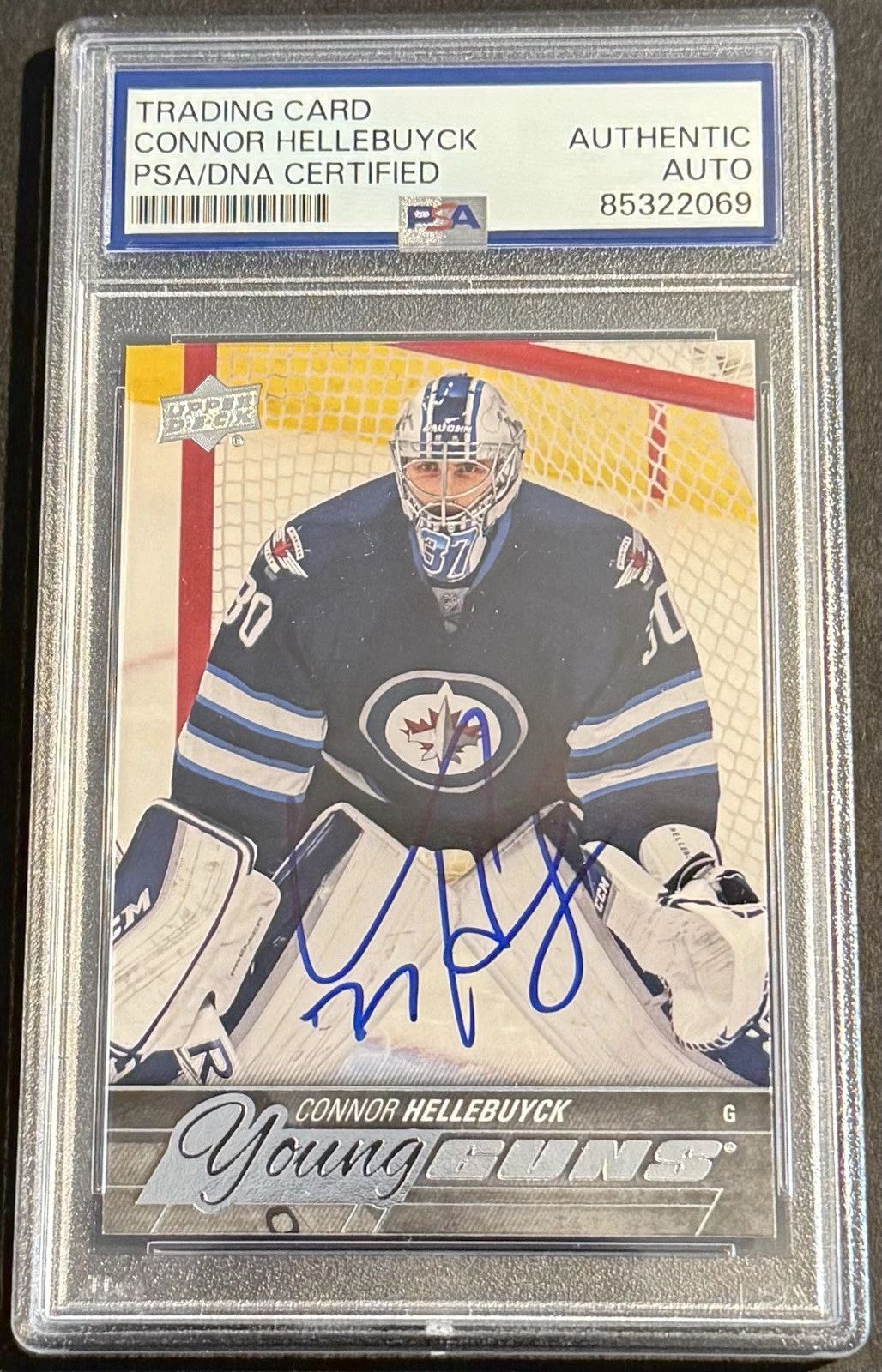 Connor Hellebuyck Signed 2015-16 Upper Deck Young Guns Rookie Card PSA/DNA Slab