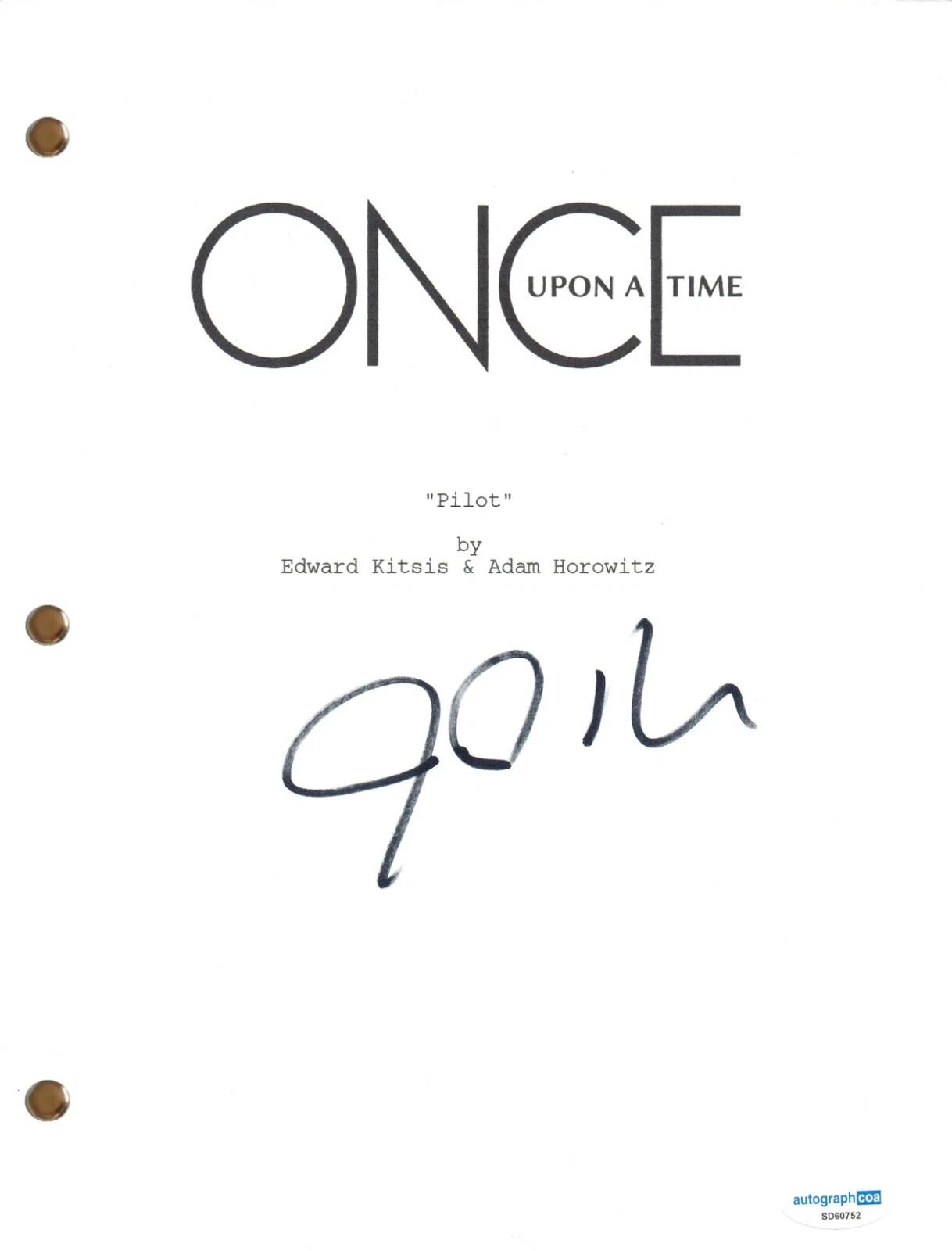 Josh Dallas Once Upon A Time Signed Autograph Pilot Script Prince Charming ACOA