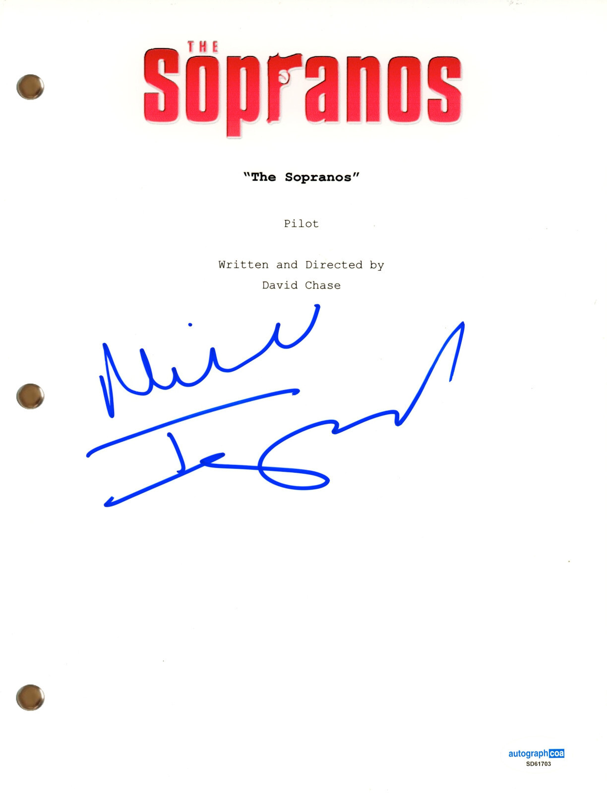 Michael Imperioli “The Sopranos” Signed Autograph Pilot Script Screenplay ACOA