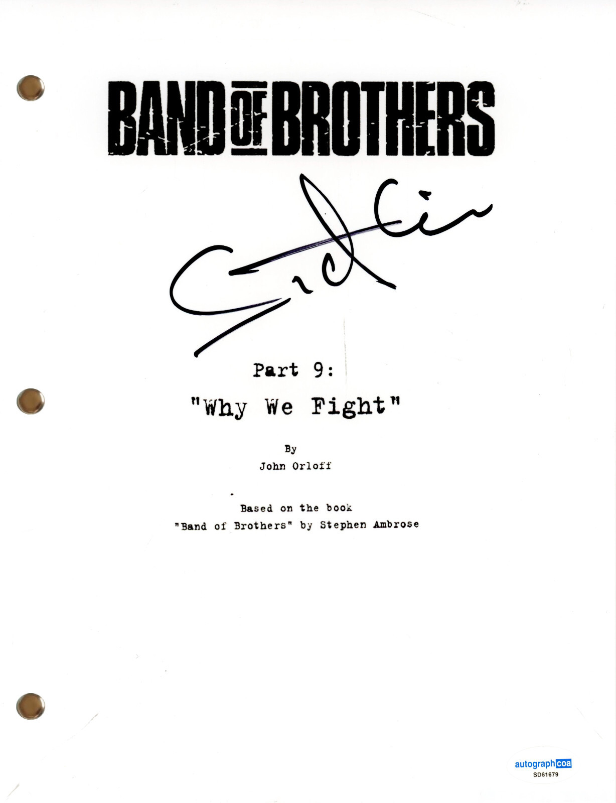 Scott Grimes “Band of Brothers” Signed Autograph Part 9 Script Screenplay ACOA