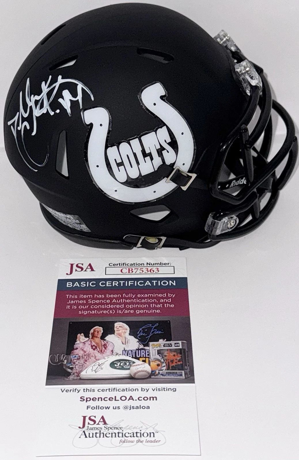 Dallas Clark Signed Autographed Indianapolis Colts Matte Black Mini Helmet JSA