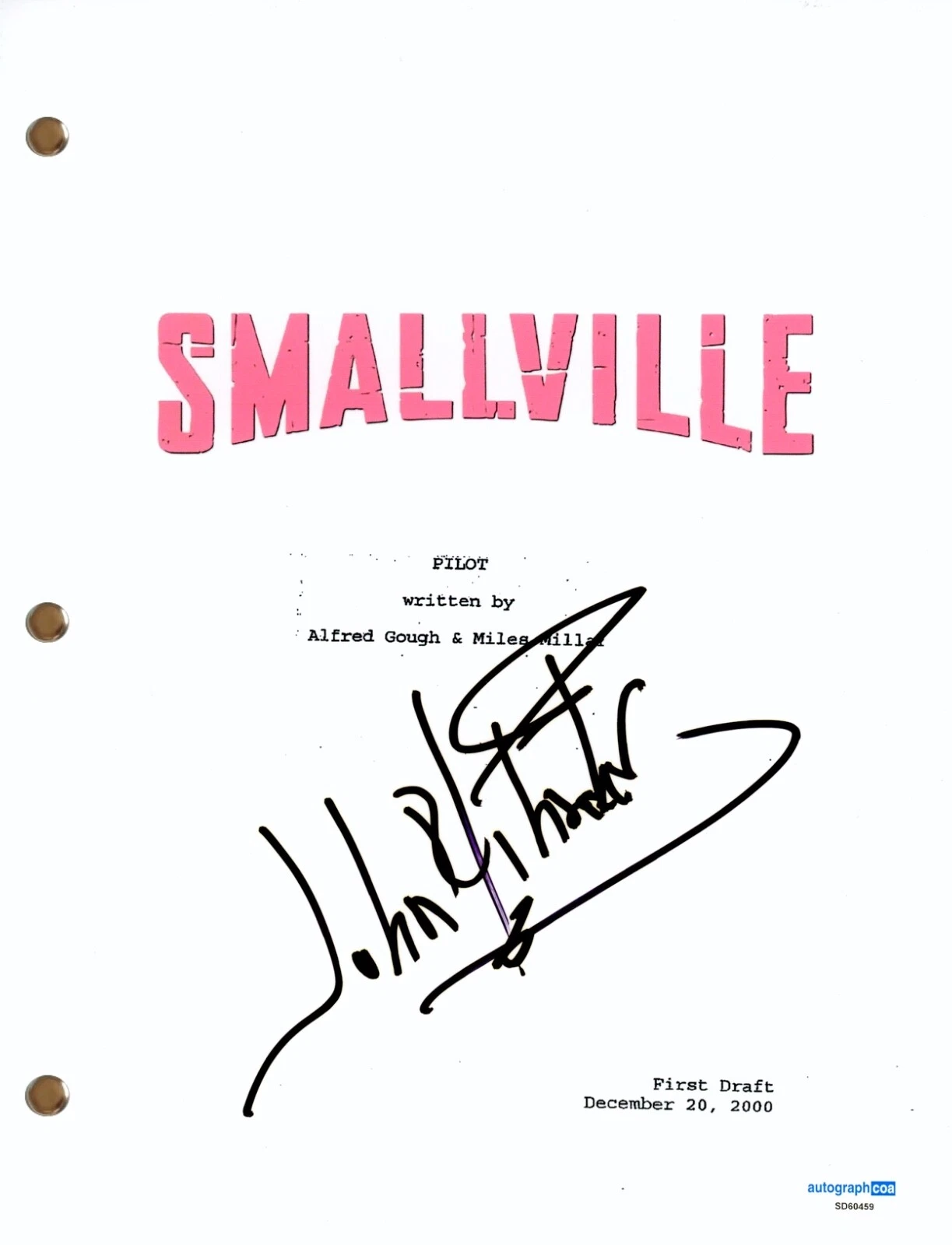 John Schneider “Smallville” Signed Autograph Full Pilot Script Screenplay ACOA