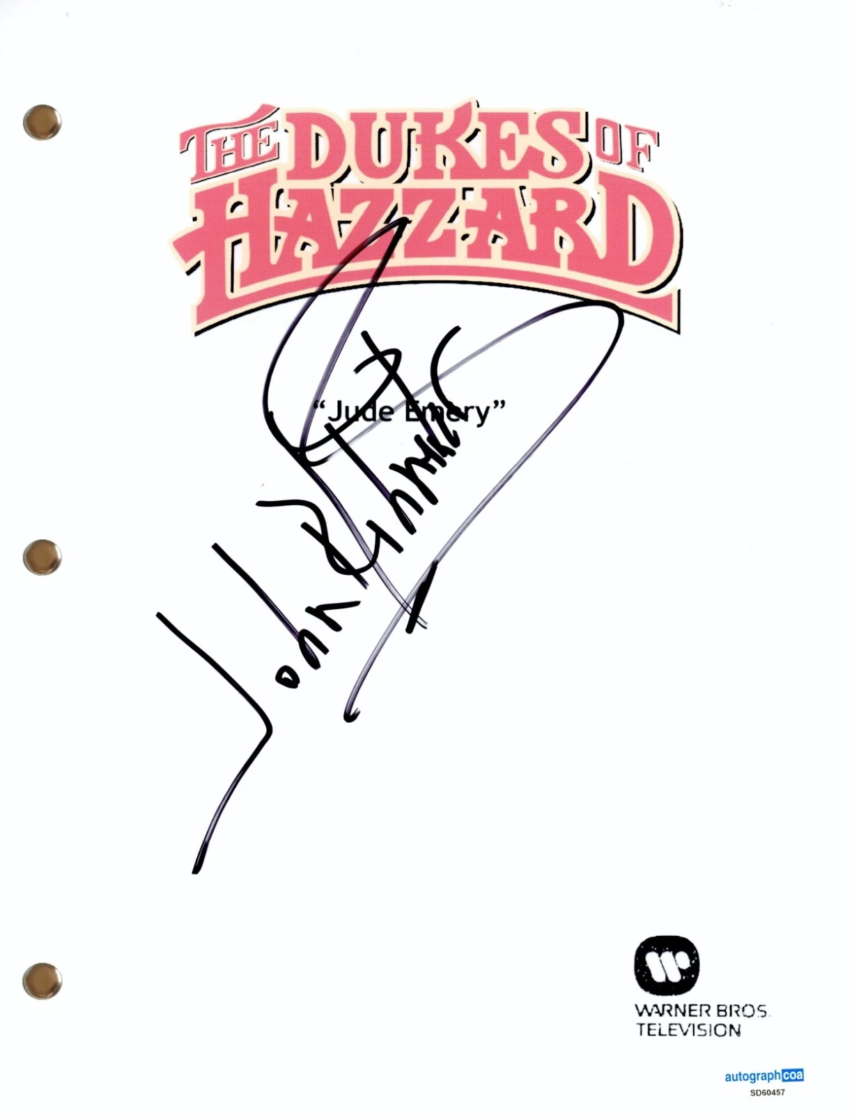 John Schneider “The Dukes of Hazzard” Signed Autograph Full Episode Script ACOA