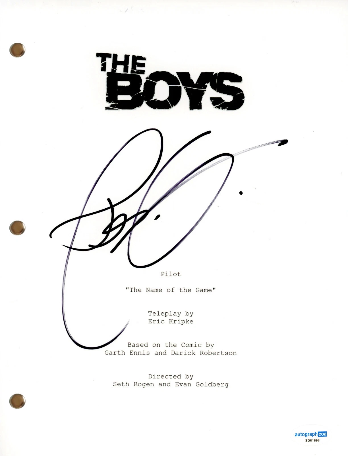 Jesse T. Usher “The Boys” Signed Autograph Full TV Pilot Script Screenplay ACOA